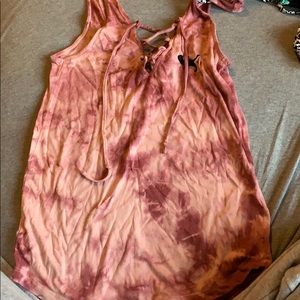 Pink tie die tank top